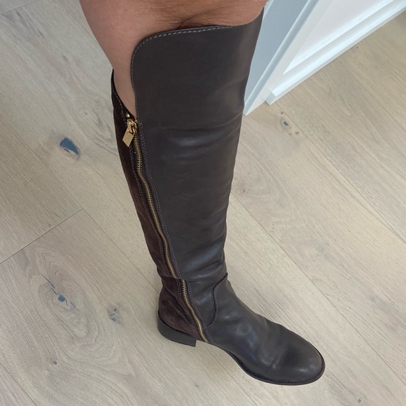 Micheal Kors Brown Leather and Suede Riding boots - Picture 7 of 9
